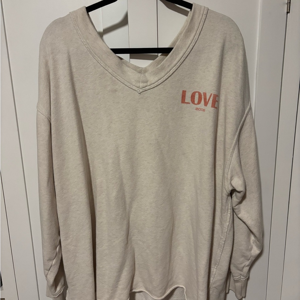Aerie Cream V-Neck Sweatshirt